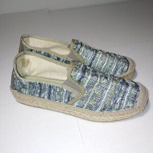 Vidoretta Handmade Multicolored Shimmering Woven Espadrilles Shoes 39/8.5 Blue